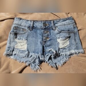 Just USA Frayed Light Blue Women's Jean Shorts
